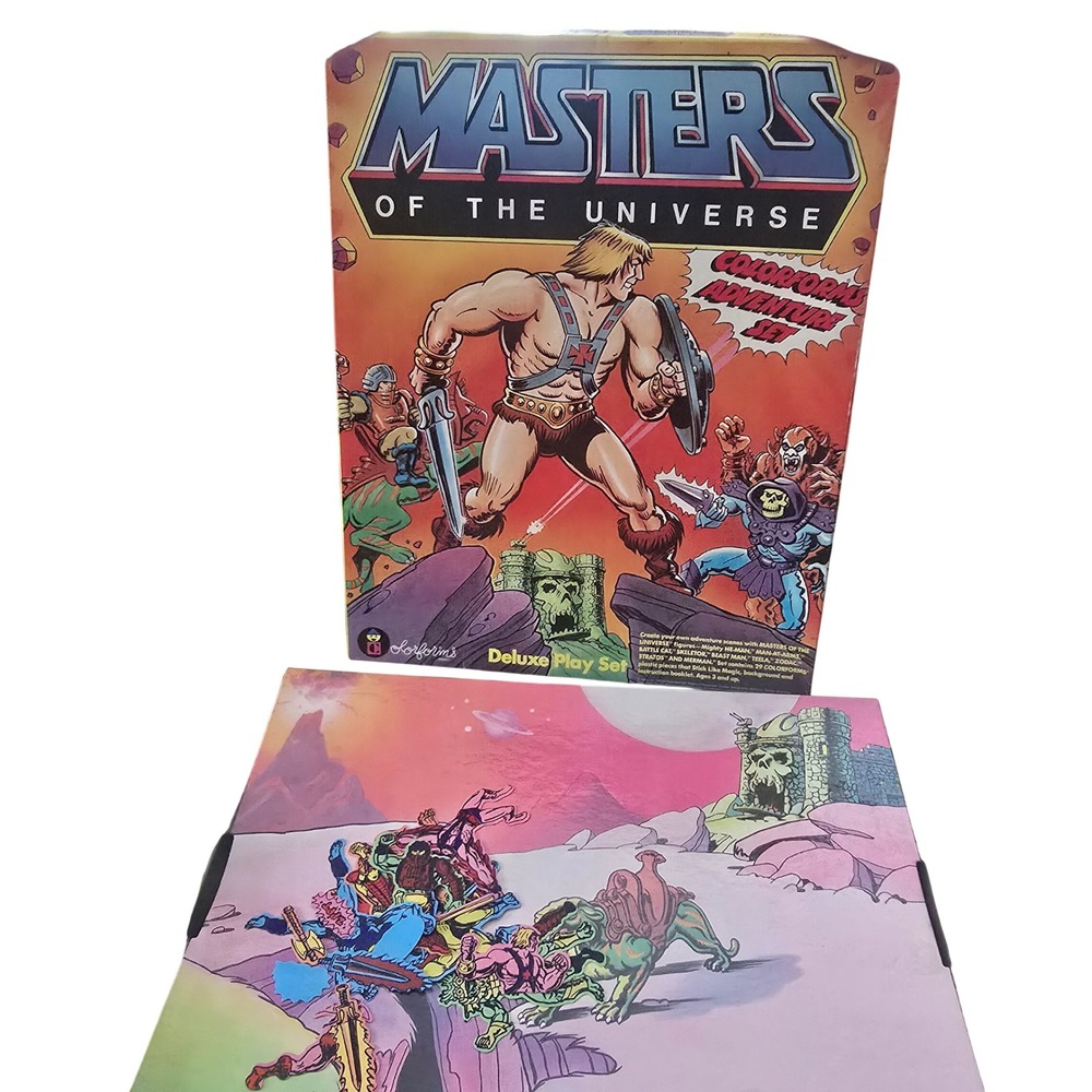Vintage 1983 Masters of the Universe Colorforms Deluxe Play Set He-Man Skeletor